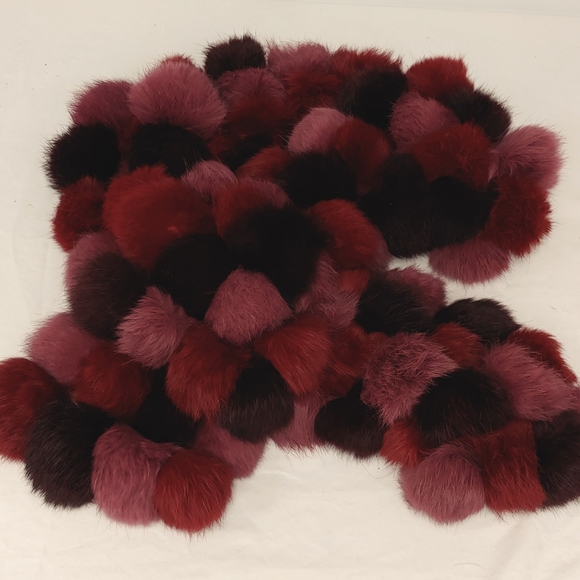 Maroon and Red Color Balls Pom-Poms Scarf - Picture 5 of 7